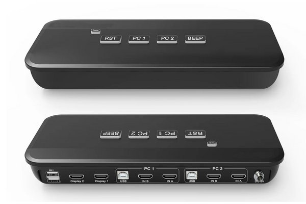 Switch KVM co 2 ports Dual HDMI 4k@60Hz / USB 2.0