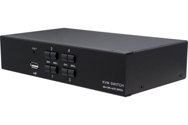 DEXLAN KVM Switch DisplayPort 4K/USB/Audio 4 ports + cbles